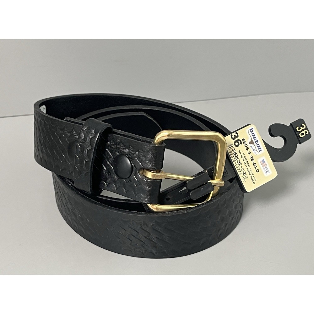 Boston Leather Company Black Basketweave 6606 Men's Size 36 Leather Belt